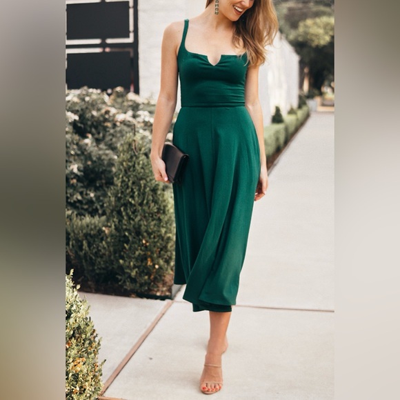 Reformation Zarina Notch Neck Dress in Emerald Green Sleeveless Size Small - Picture 10 of 17